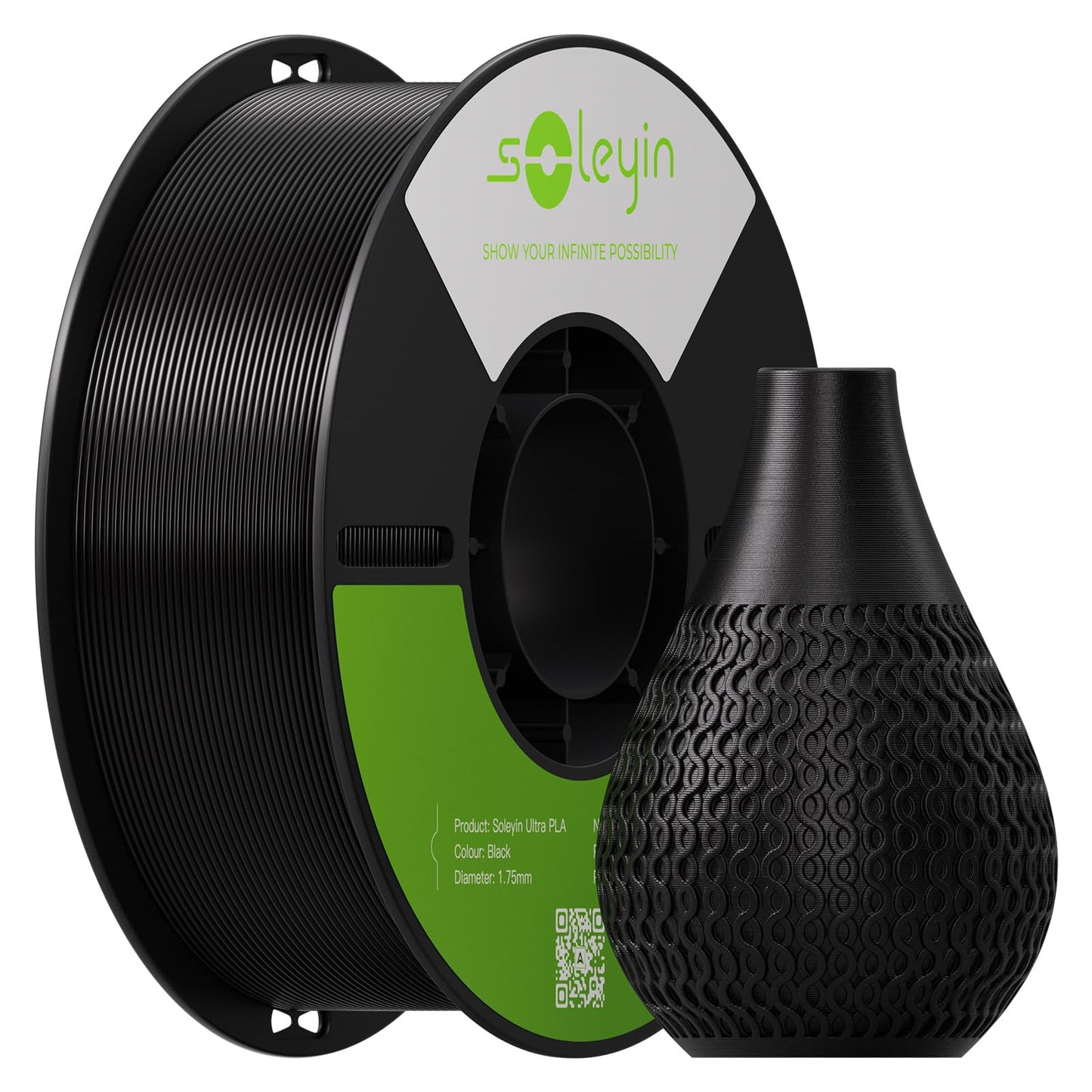 Soleyin PETG 3D Printer Filament 1.75mm, Neatly Wound Strong Toughness Filament, Smooth Glossy Finish, 1 kg Spool(2.2lbs) Dimens