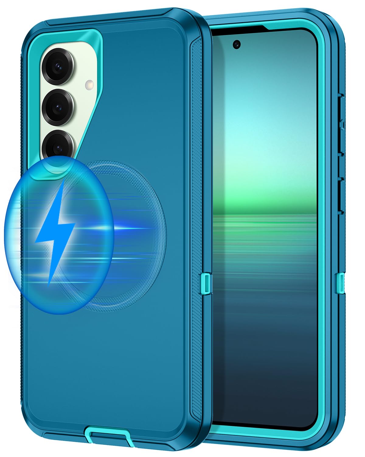 I-HONVA for Samsung Galaxy S25 Case,Galaxy S24 Case [Compatible with MagSafe] Shockproof 3-Layer Full Body Protection [Without S