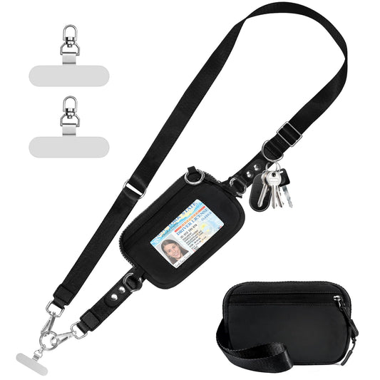 Tiostep Clip and Go Strap for Phone with Wallet Crossbody Phone Lanyard Adjustable and Detachable RFID Wristlet Wallet with ID W