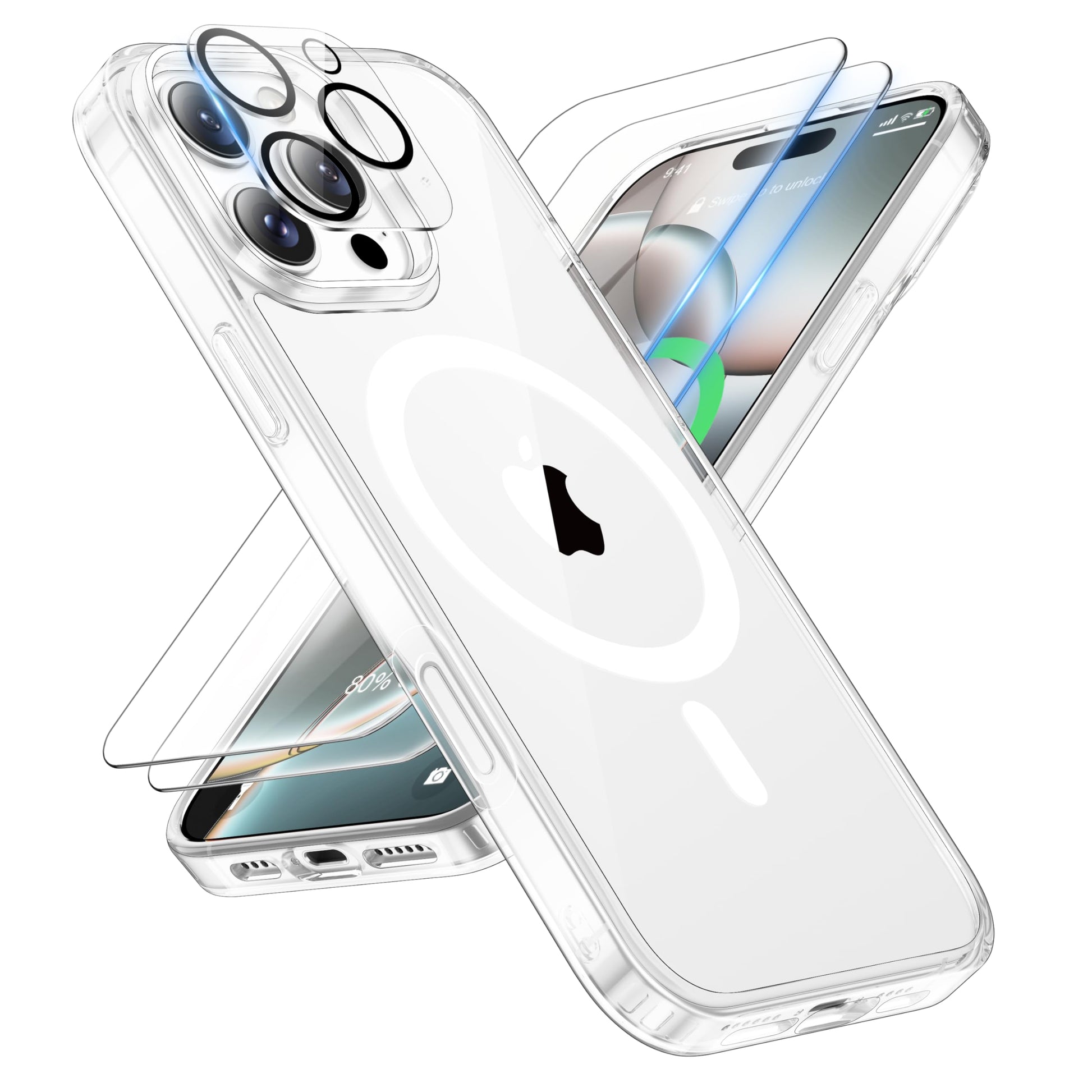 ORETECH Magnetic for iPhone 16 Pro Case, [Compatible with MagSafe][2 Pcs Screen Protectors+ 1 Pcs Camera Lens Protector][15 FT D