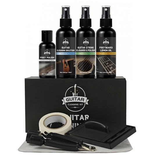 DINGSEN Guitar Cleaning Kit - 8-Piece Professional Maintenance Set with Guitar Cleaner, Fretboard Oil, Polish Wax, String Cleane