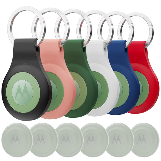[6 Pack] for Moto Tag Holder Case with Keychain, Waterproof Silicone Case for Airtag & Moto Tags [Drop-Proof] [Anti-Scratch] Ful
