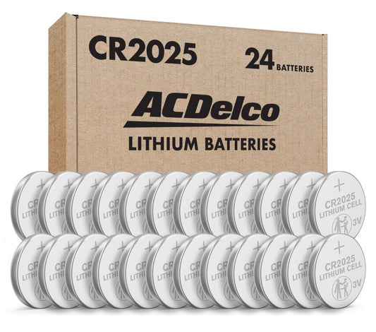 ACDelco 24-Count CR2025 Batteries, Lithium 3V Coin Cell Button Battery Pack for Watch and Small Electronics, 5 Year Shelf Life