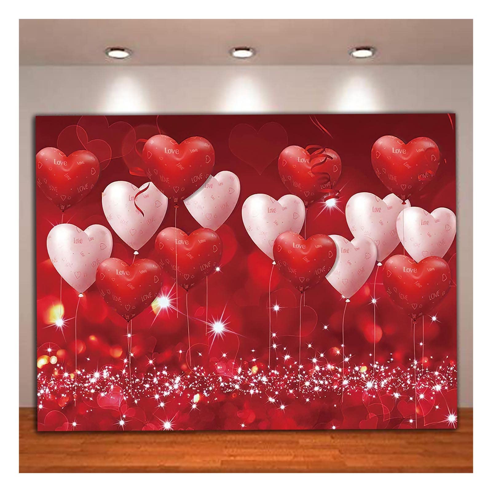 Red Hearts Balloons Love Valentines Day Theme Photography Backdrops Wedding Anniversary Wedding Bridal Shower Mothers Day Phot