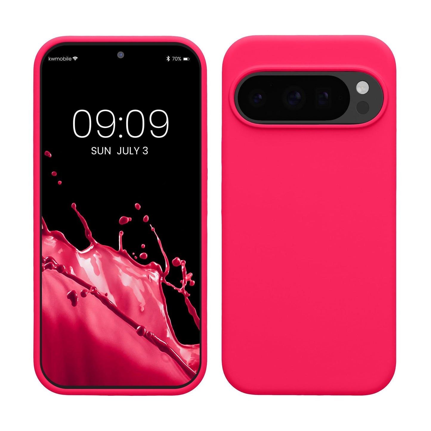 kwmobile Case Compatible with Google Pixel 10 / Pixel 10 Pro Case - TPU Silicone Phone Cover with Soft Finish - Neon Pink