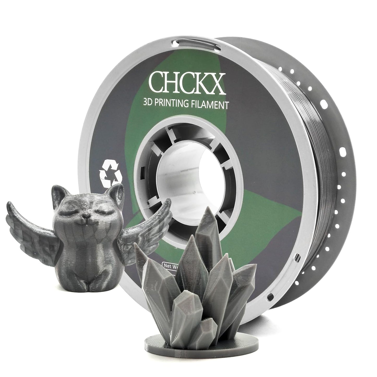 CHCKX PETG 3D Printer Filament, Dimensional Accuracy +/- 0.03 mm, 1kg Spool(2.2lbs), 1.75 mm Fit for Most 3D Printers,Grey