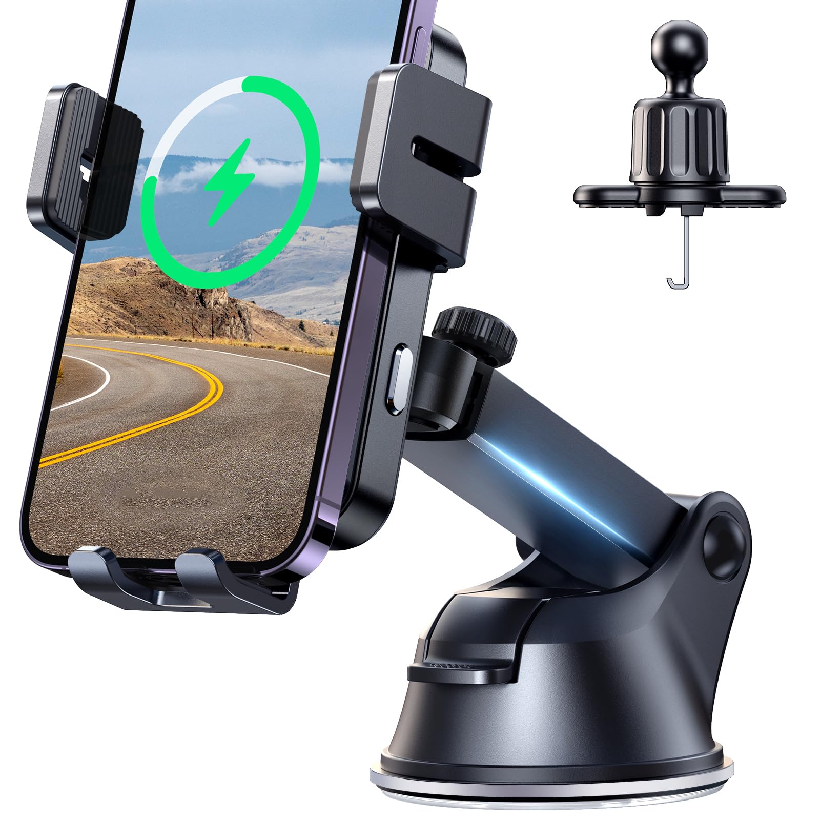 JOYROOM Wireless Car Charger,15W Qi Fast Charging Car Charger Phone Holder Mount, Auto-Clamping Alignment Windshield Dashboard A