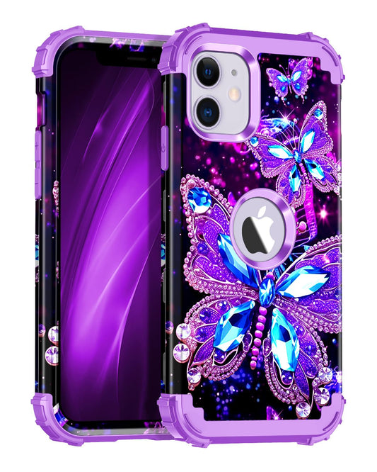 Hekodonk for iPhone 11 Case,Glow in The Dark Three Layer Heavy Duty Shockproof Protection Hard Plastic+Soft Silicone Full Body D