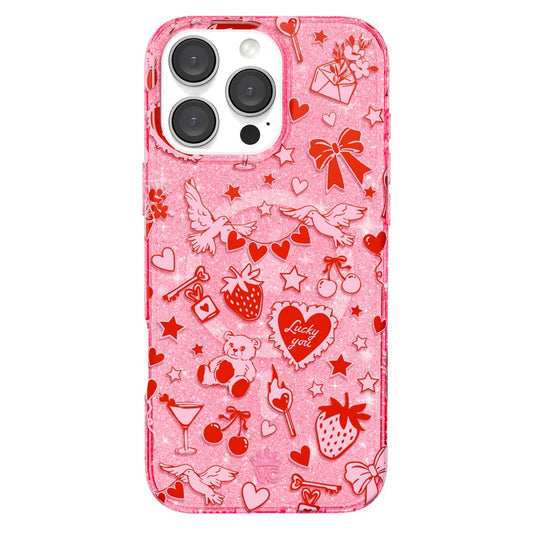 VELVET CAVIAR for iPhone 16 Pro Max Case - Compatible with MagSafe [10ft Drop Tested] - Valentines Day - Be Mine Glitter