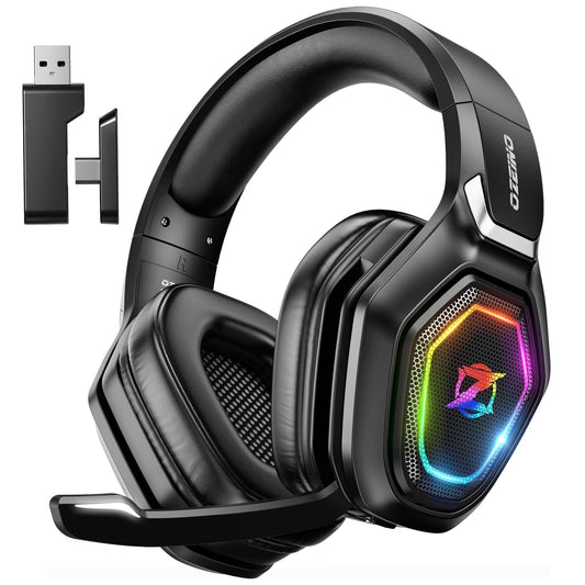 Gaming Headphones for PC/Ps5/PS4, 2.4GHz Wireless+5.3 Bluetooth, Wireless Headphones with Microphone 7.1 Sound Quality Lossless