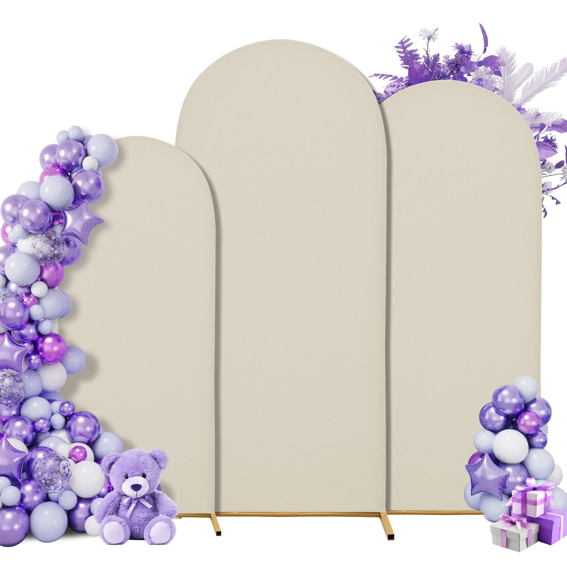 SUKAIKEQA 3-Piece Arch Cover Bundle - 7.2FT, 6.6FT & 6FT Stretch Spandex Backdrop Set - Wedding, Birthday & Photo Booth Arch Cov