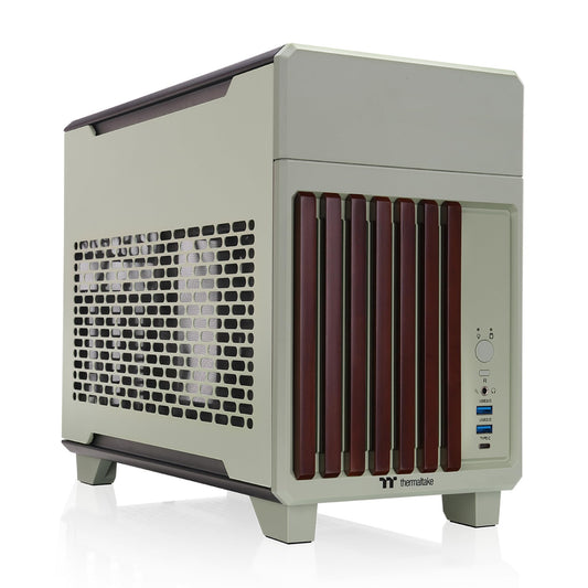 Thermaltake TR100 WS; Wood Front Trim; mITX Support; 18.9 Liters; PCIe 4.0 Riser Cable Included; 360mm GPU Clearance; 280mm Radi