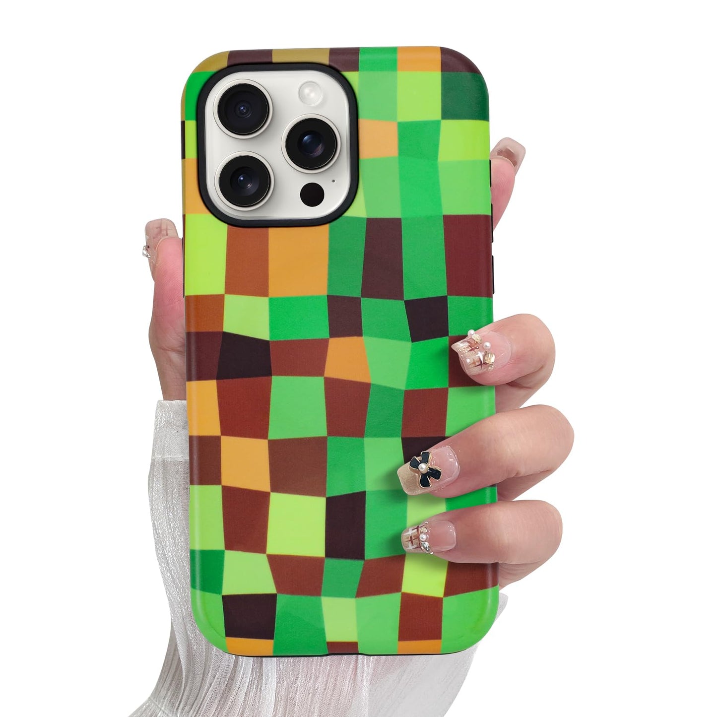 SOKAD Magnetic Checkered Phone Case for iPhone 16 Pro Max, Cute Plaid Grids Checkerboard Pattern Compatible with Magsafe Matte P