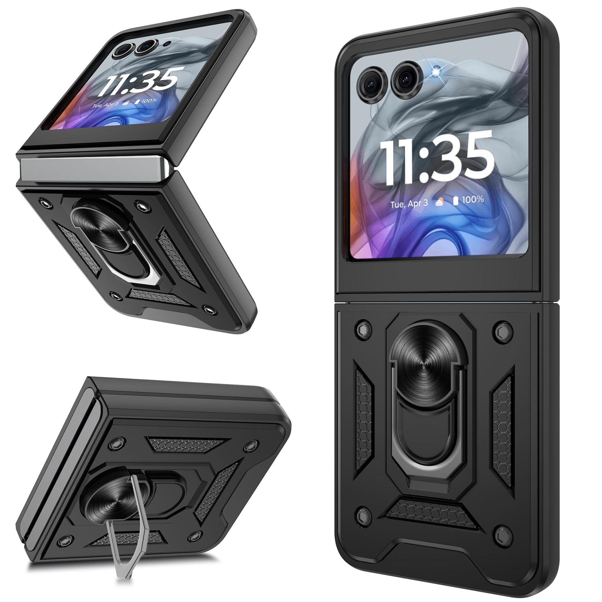 ATUMP for Motorola Razr 2024 Case/Razr 2025 Case[Not Fit Razr Plus 2024], Heavy Duty Shockproof with 360 Rotation Metal Kickstan