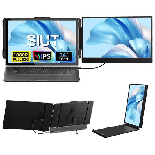 SIUT 14 Laptop Screen Extender - 1080P IPS FHD Dual Monitor for 13-17 Laptops Travel Work Portable Extended Monitor Compatible w