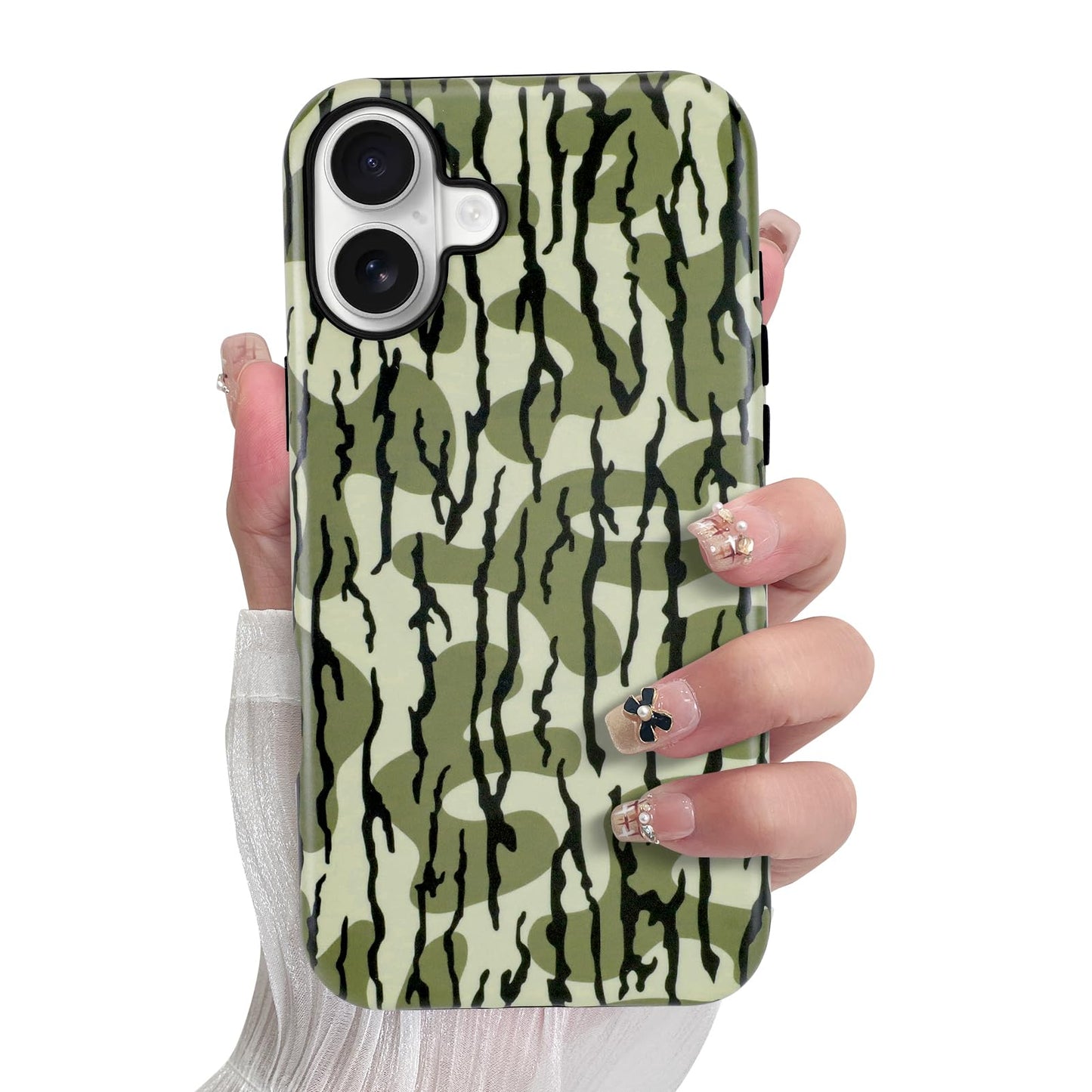 SOKAD Magnetic Camo Camouflage Phone Case for iPhone 16 Plus, Cute Camo Stripes Pattern Compatible with Magsafe Matte Protective