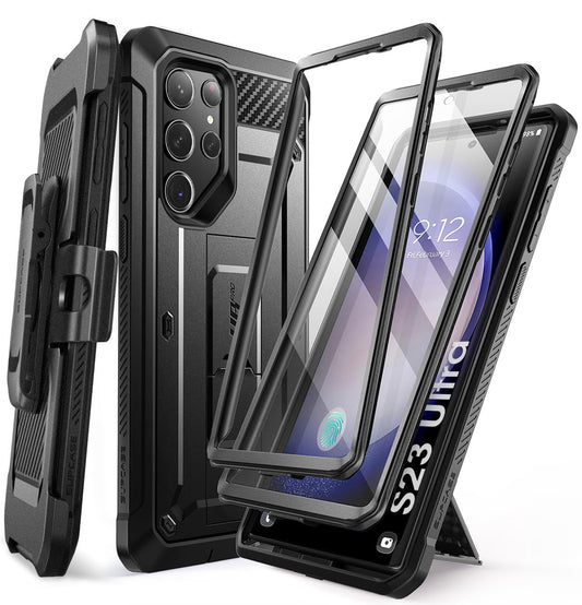 SUPCASE for Samsung Galaxy S23 Ultra Case with Stand, [Unicorn Beetle Pro] [2 Front Frames] [Built-in Screen Protector & Belt-Cl