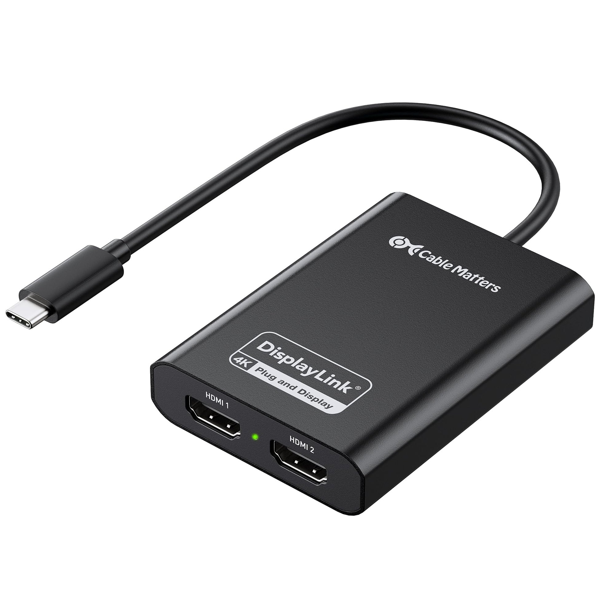 Cable Matters DisplayLink USB C to Dual HDMI Adapter, Supports Dual 4K 60Hz on macOS & Windows, USB C to HDMI Adapter for Two Ex