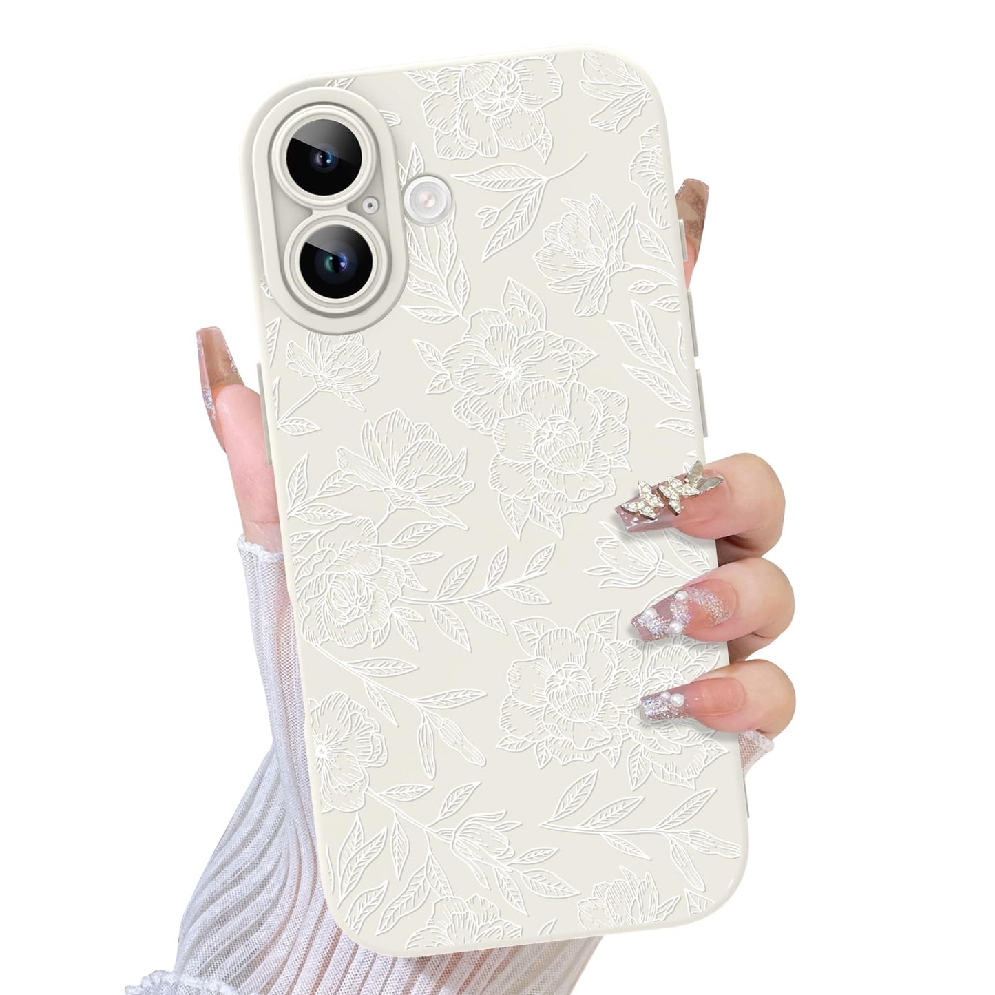 TEAUGHT Compatible with iPhone 17 Case 2025 Cute Pattern Rose Floral Flower Shockproof Silicone Soft Camera Protection for Girls