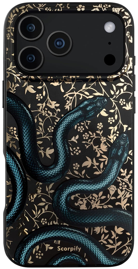 SCORPIFY for iPhone 17 Pro Case [Compatible with MagSafe] with Matte Black Double Snake Design, Cute Magnetic Phone Cover for Wo