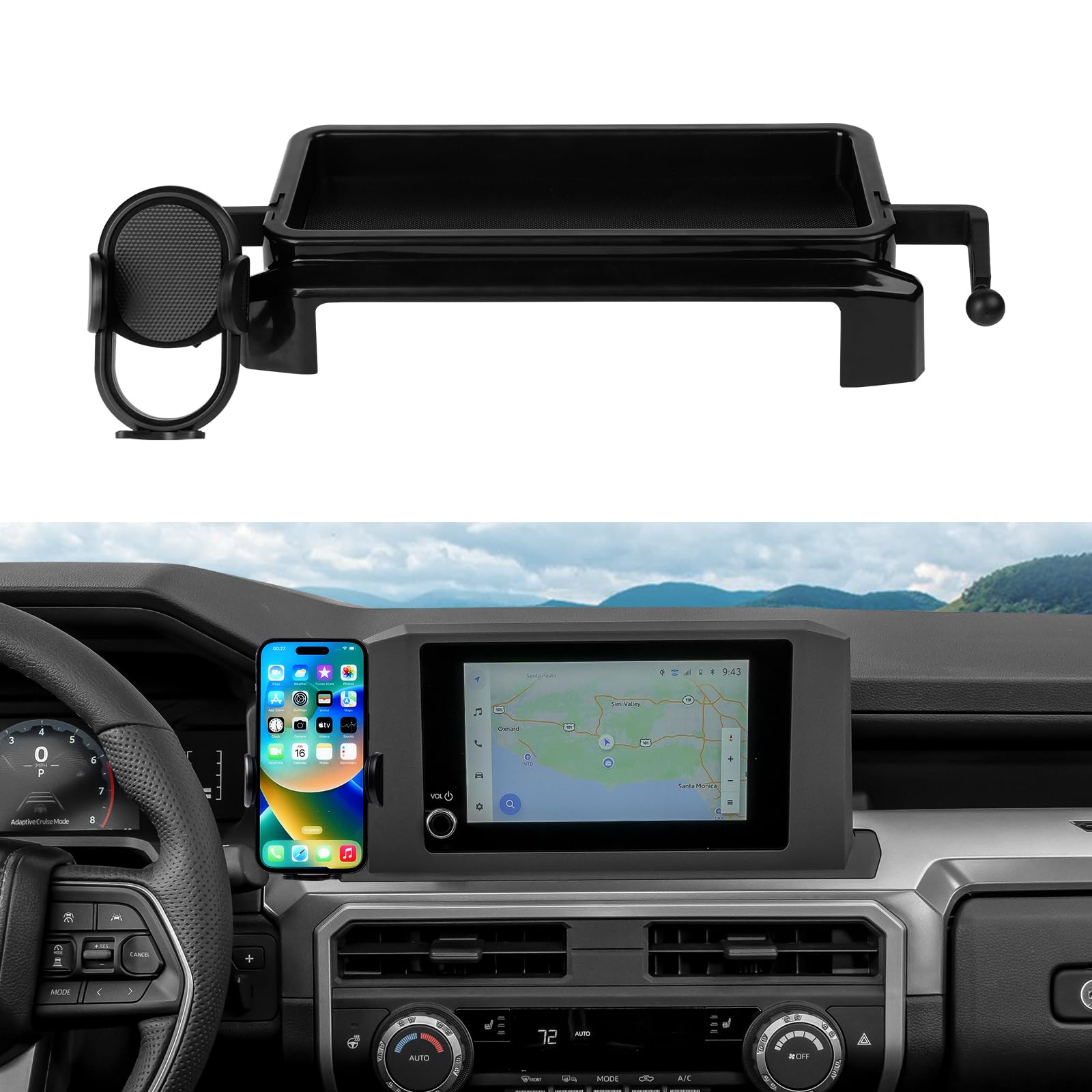 Autorder Car Phone Holder for 2024-2025 2026 Toyota Tacoma Accessories 8-Inch Cell Phone Mount with Dash Organizer Hands-Free 36