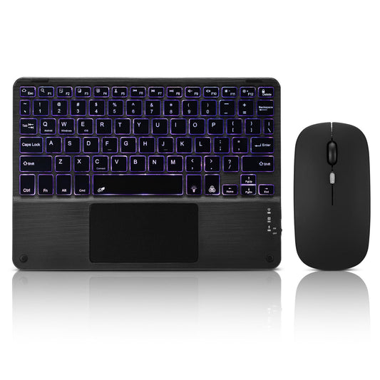 Ultra-Slim Bluetooth Keyboard with Built-in Touchpad and Mouse Portable Mini Wireless Keyboard Rechargeable 7-Color Backlit for