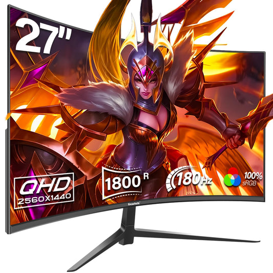 Gawfolk Gaming Monitor 32 Curved QHD 180Hz/165Hz | 1800R Borderless Screen, AMD FreeSync, VESA, PS5/PC Ready