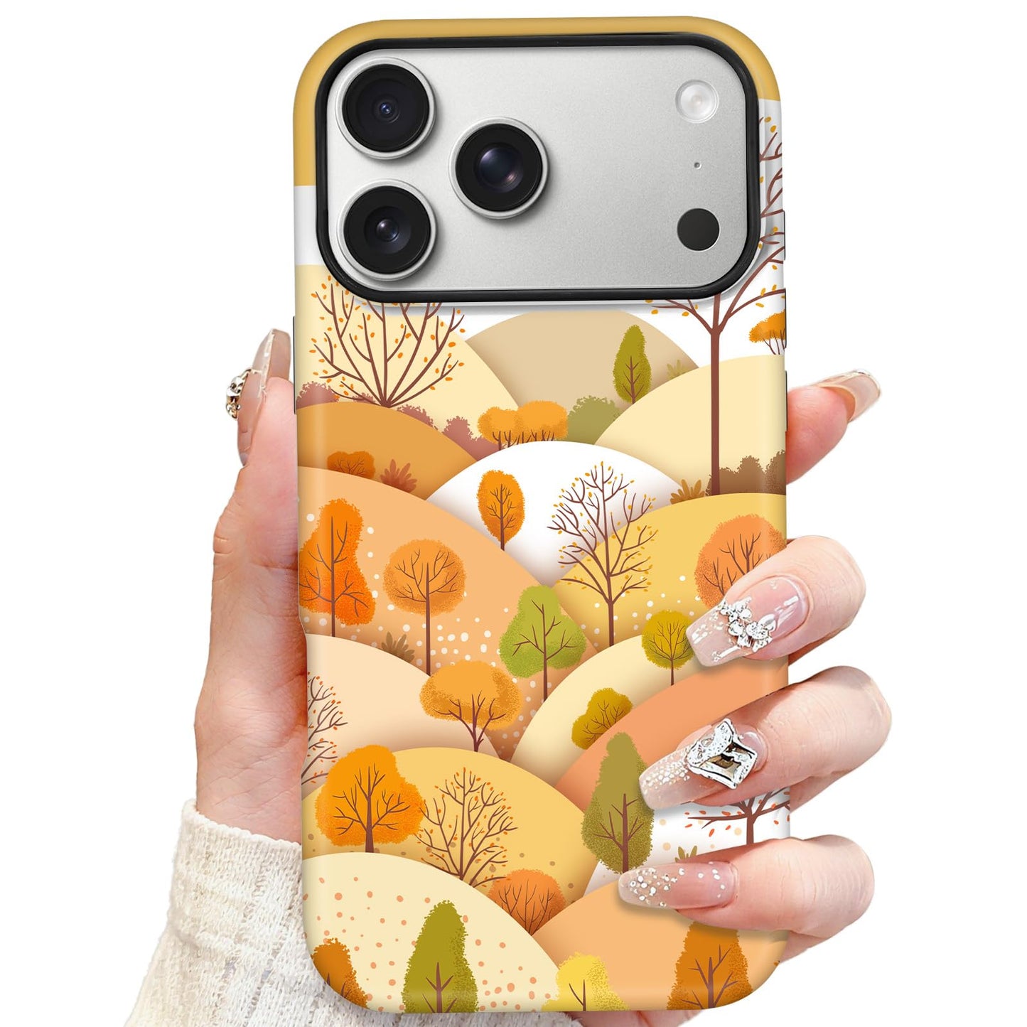 SOKAD Magnetic Floral Phone Case for iPhone 17 Pro, Cute Orange Flower Pattern Compatible with Magsafe Matte Protective Case Cov