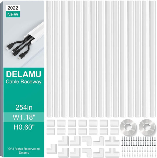 Delamu Cord Hider, 254in Cable Hider Cord Covers for Wires on Wall, Wire Covers for Cords, Wire Hiders for TV on Wall, TV Cord H