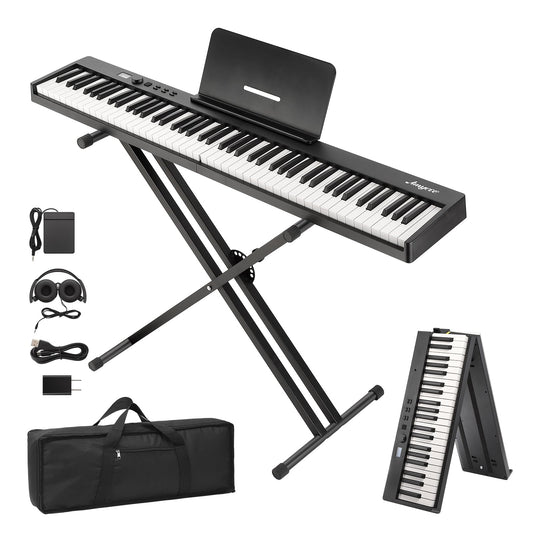 88-Key Folding Portable Keyboard,With Accessories, Lightweight and Compact, Ideal for Travel and Practice
