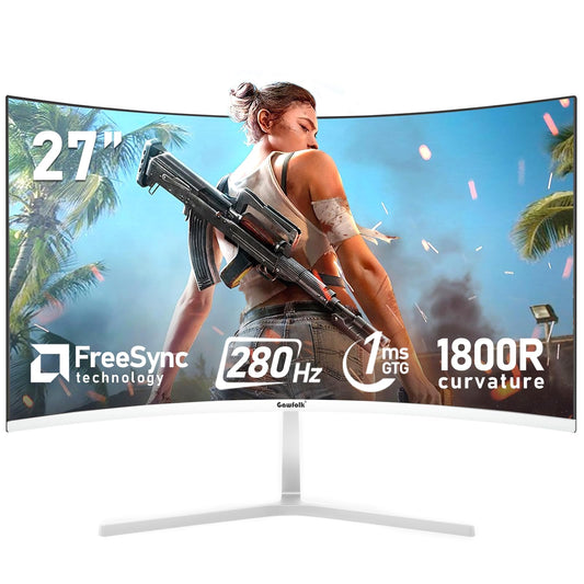 Gawfolk 27 Inch PC Computer Screen,1800R Curved Gaming 280Hz Monitors, FHD 1080p 1ms, Freesync, 98% sRGB,178  Angle View HDMI2.0