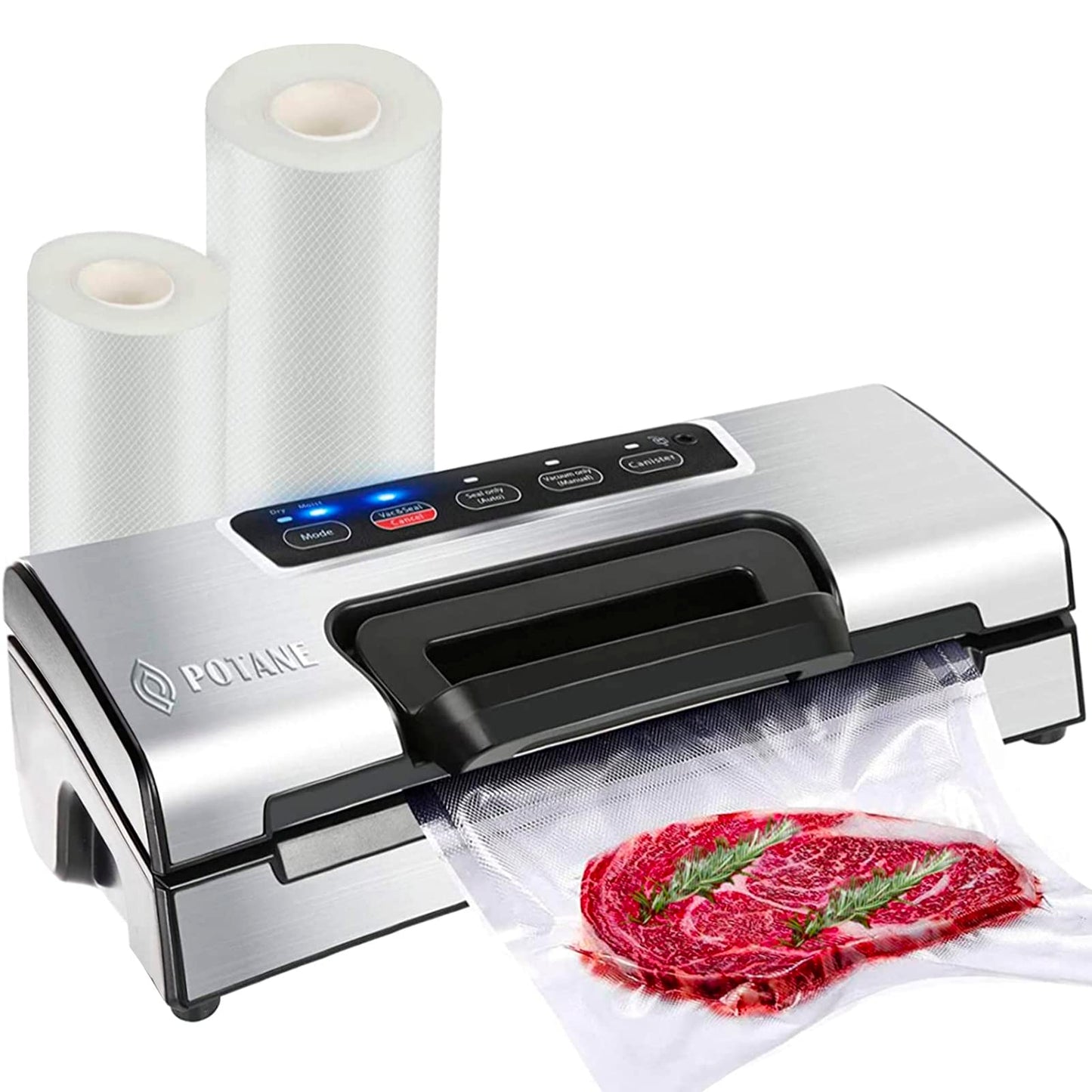 Potane Precision Vacuum Machine,Pro Food Sealer with Built-in Cutter and Bag Storage(Up to 20 Feet Length), Both Auto&Manual Opt