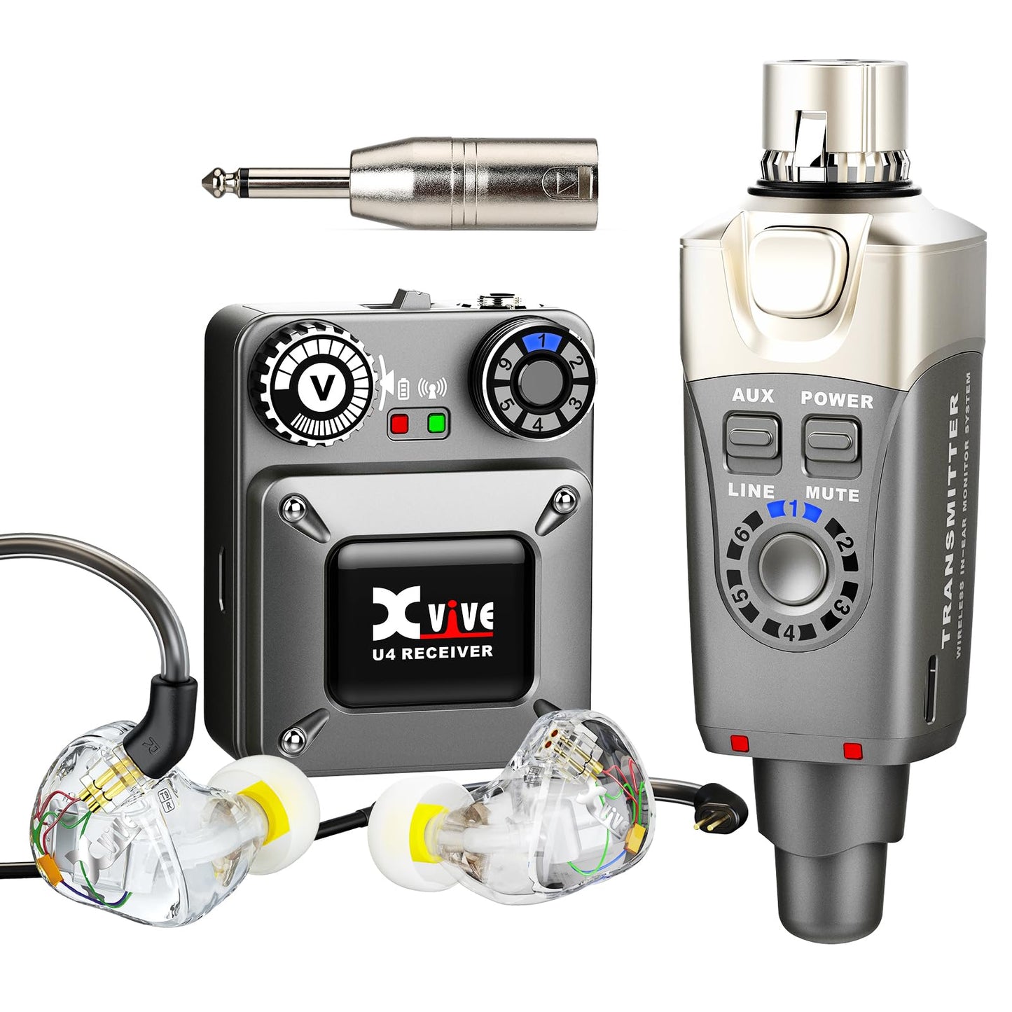 Xvive U4T9 Wireless in-Ear Monitor System with Dual Balanced-Armature Drivers IEM Earphone for Musician