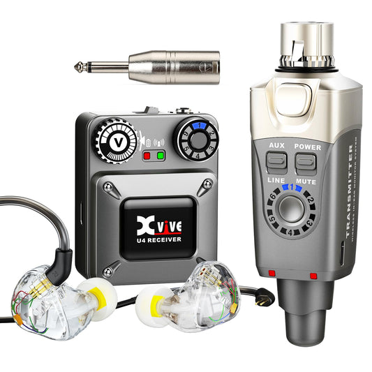 Xvive U4T9 Wireless in-Ear Monitor System with Dual Balanced-Armature Drivers IEM Earphone for Musician