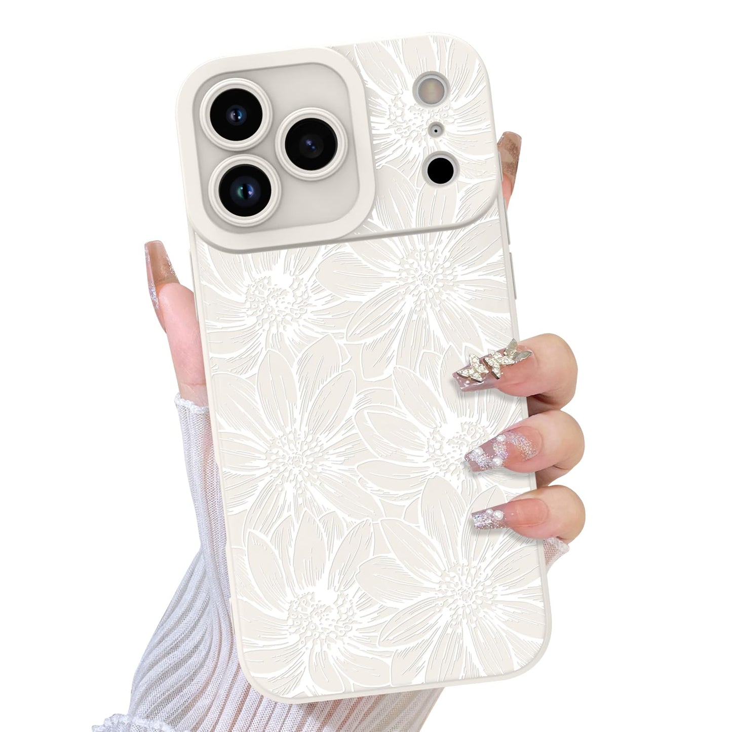 TEAUGHT Compatible with iPhone 17 Pro Max Case 2025 Cute Pattern Sunflower Floral Flower Shockproof Silicone Soft Camera Protect