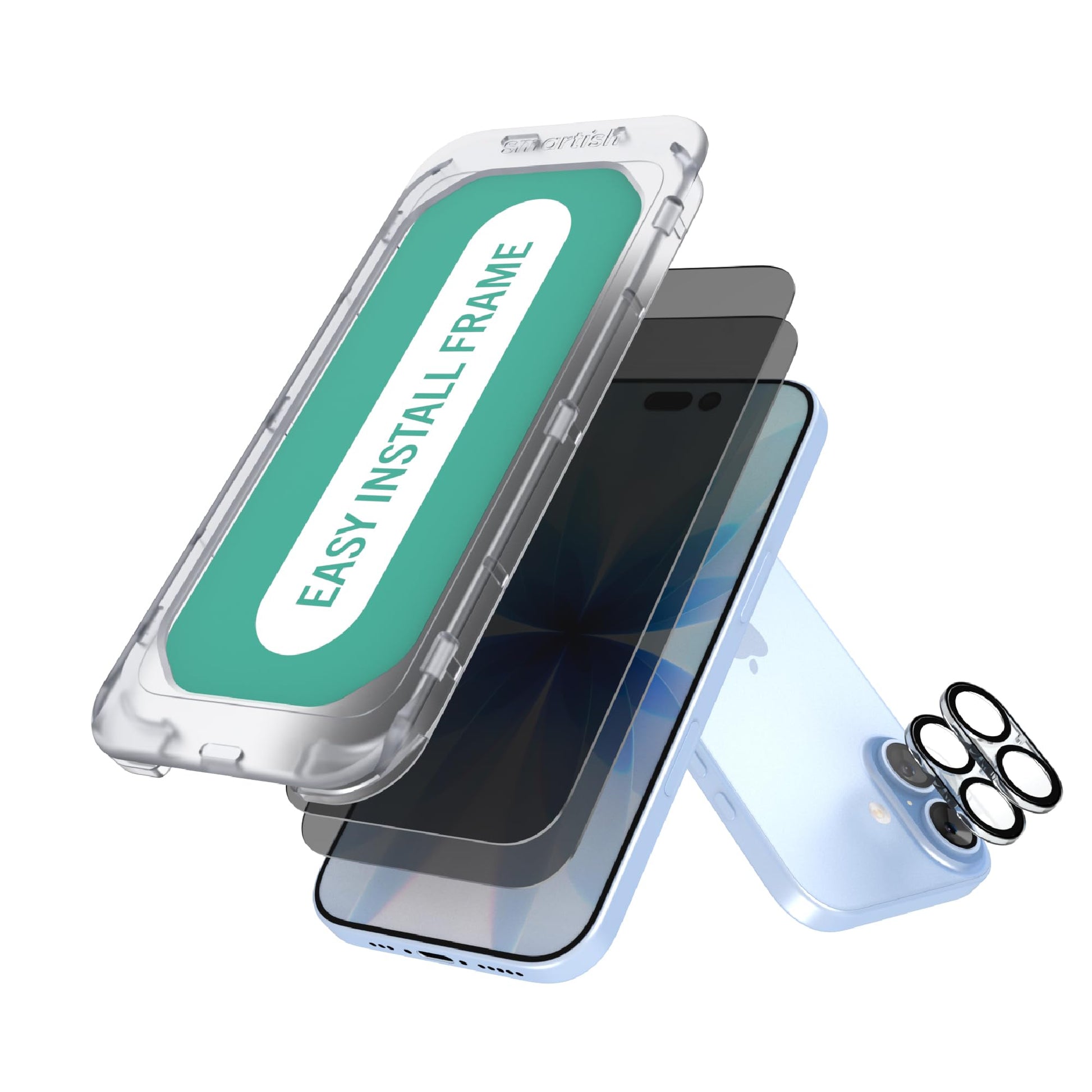 Smartish iPhone 17 Privacy Screen Protector + Camera Lens Covers - Tuff Sheet - 2-Pack Tempered Glass [Scratch-Resistant] 9H Ant