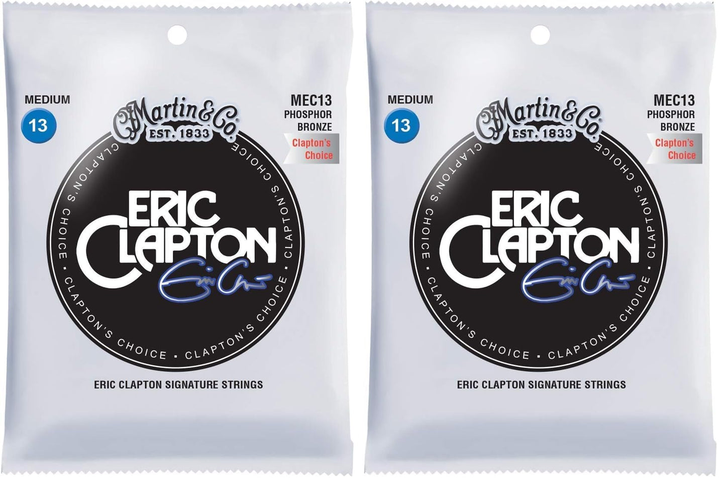 Martin Guitar Eric Claptons Choice MEC13, 92/8 Phosphor Bronze Medium-Gauge Acoustic Guitar Strings (Pack of 2)
