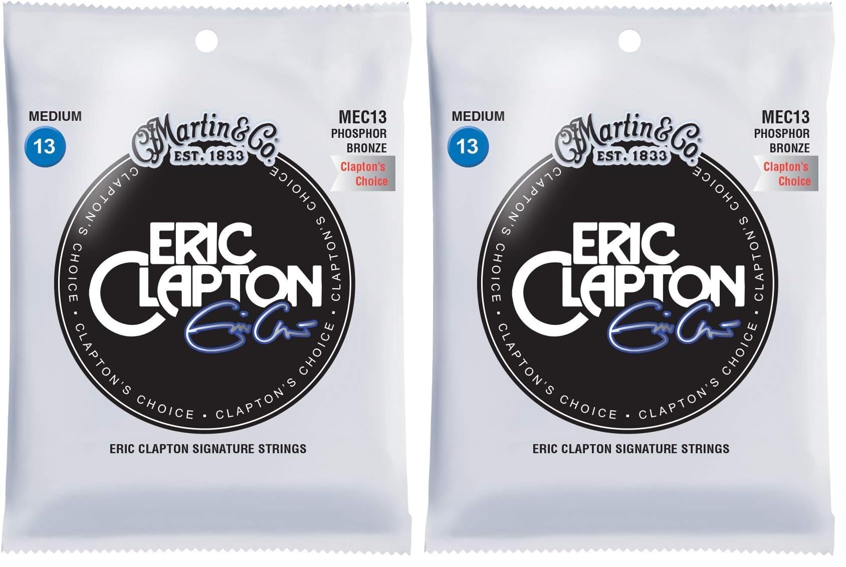 Martin Guitar Eric Claptons Choice MEC13, 92/8 Phosphor Bronze Medium-Gauge Acoustic Guitar Strings (Pack of 2)