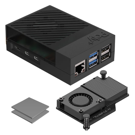 Argon Poly+5 Case with Active Cooler for Raspberry Pi 5 | with Argon THRML 30mm | RPI 5 Hat Compatible | Pi 5 Case with Aluminum