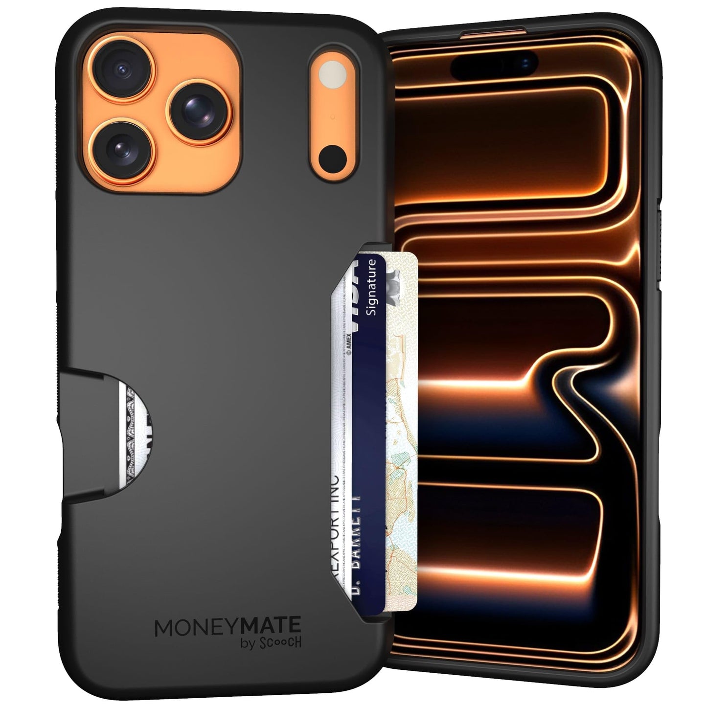 Scooch for iPhone 17 Pro Max Case with Card Holder, Moneymate Wallet Case with Hidden Card Slot and Protection for 4 Cards, 10-F