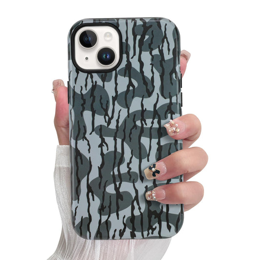 SOKAD Magnetic Camo Camouflage Phone Case for iPhone 15 Plus, Cute Camo Stripes Pattern Compatible with Magsafe Matte Protective