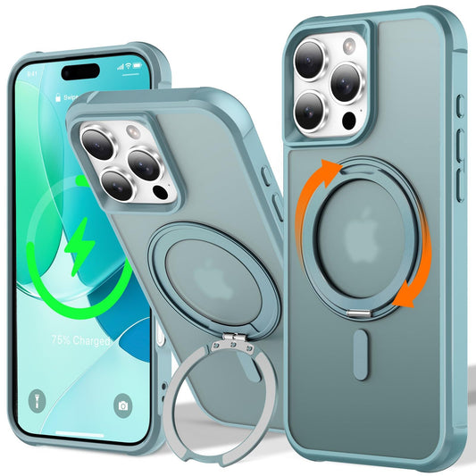 UMIONE 360 Rotatable Magnetic Ring Design for iPhone 16 Pro, Built-in Invisible Loop Stand, Compatible with Magsafe, Translucent