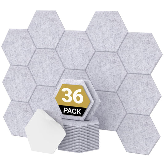 36 Pack Hexagon Acoustic Panels, TONOR 12x 10x 0.4 High Density Sound Proof Panels for Walls, Sound Deadening Insulation Treatme