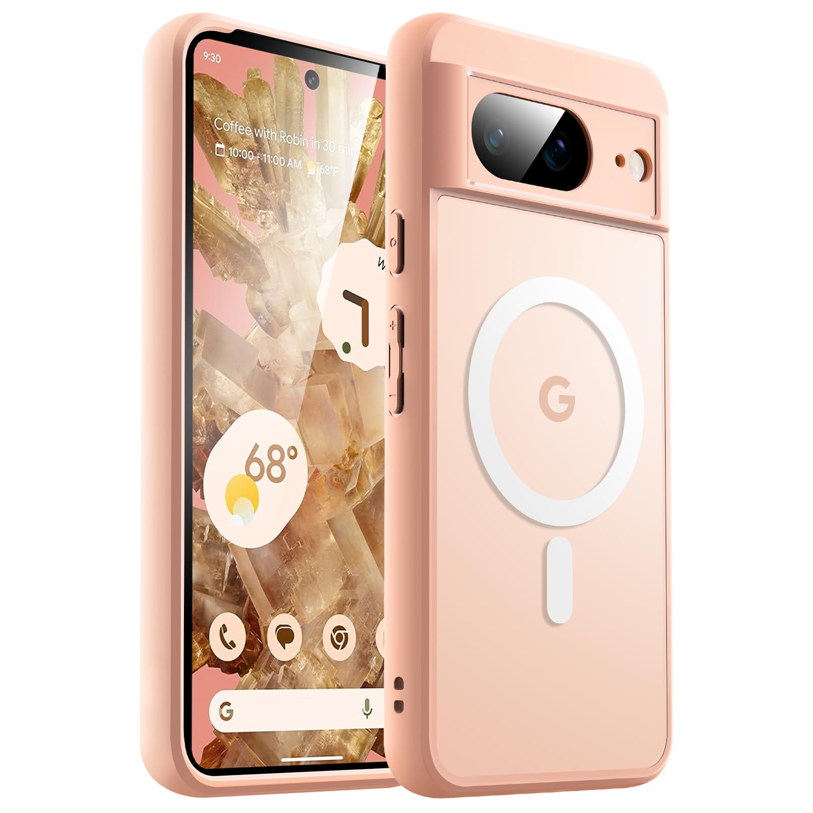 JETech Magnetic Case for Google Pixel 8 6.2-Inch 2023, Compatible with MagSafe, Translucent Matte Back Shockproof Phone Cover (R