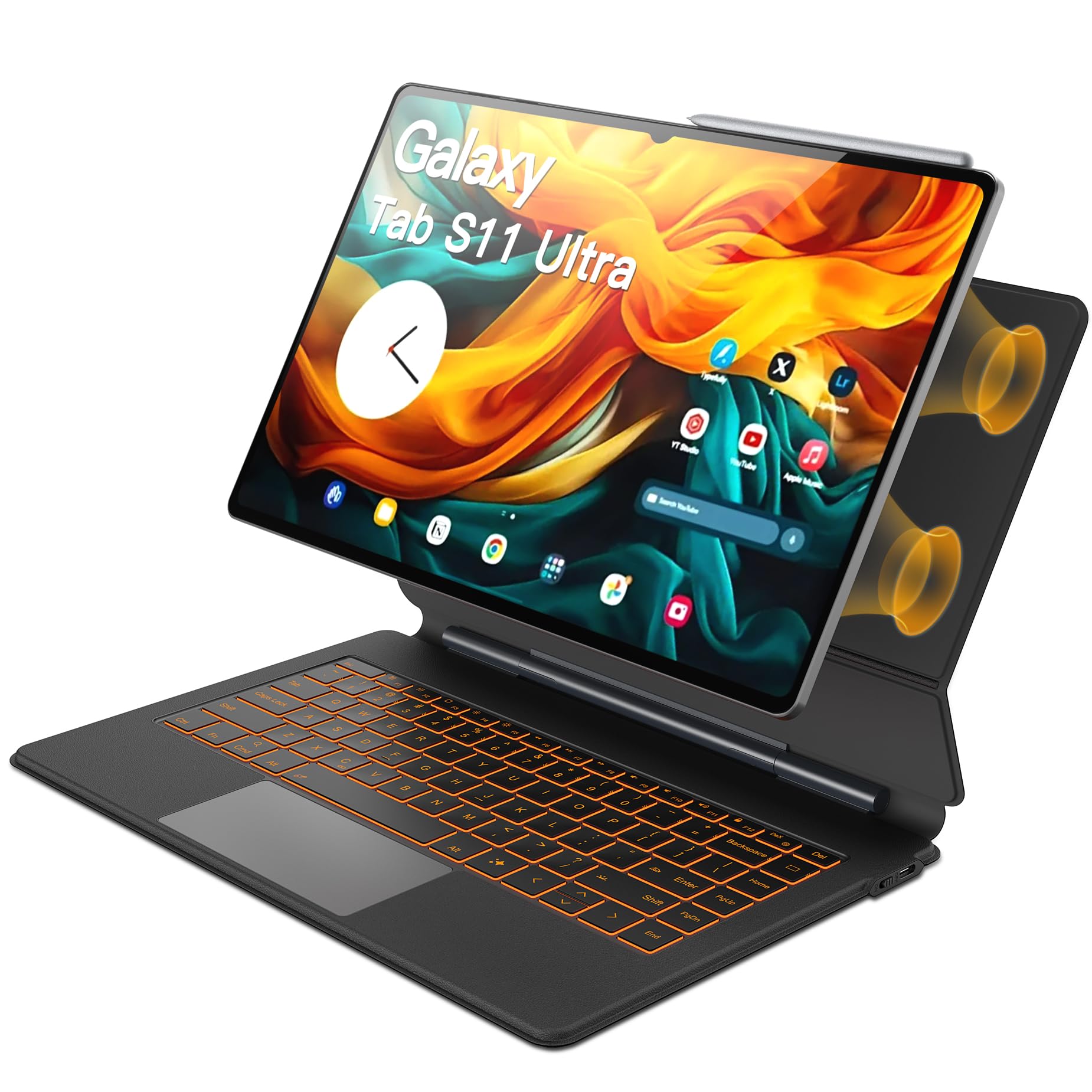 Keyboard Case for Samsung Galaxy Tab S11 Ultra 14.6 (2025) - Magnetic Floating Cantilever Stand, Multi-Touch Trackpad, 7-Color B
