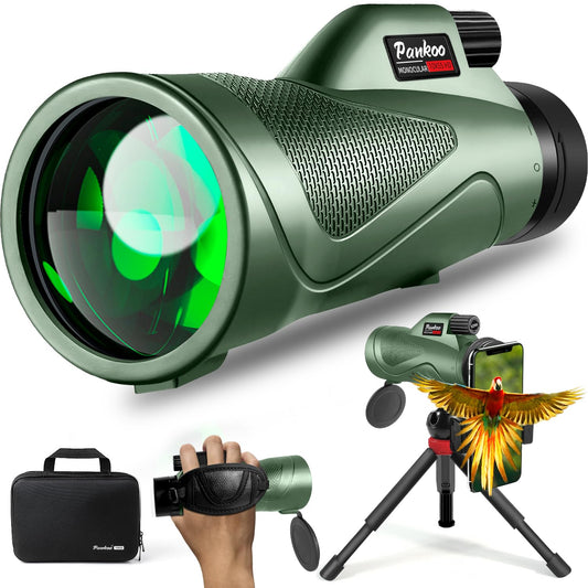 10x55 High-Power Monocular Telescope with Smartphone Tripod, Portable Bag - Ideal for Bird Watching, Hunting, Hiking, Camping -