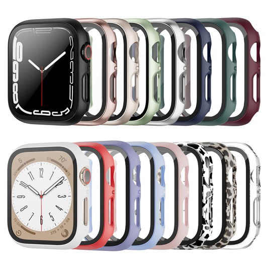 Haojavo 16 Pack Case for Apple Watch Series 8 & Series 7 41mm with Tempered Glass Screen Protector, Hard Ultra-Thin Scratch Resi