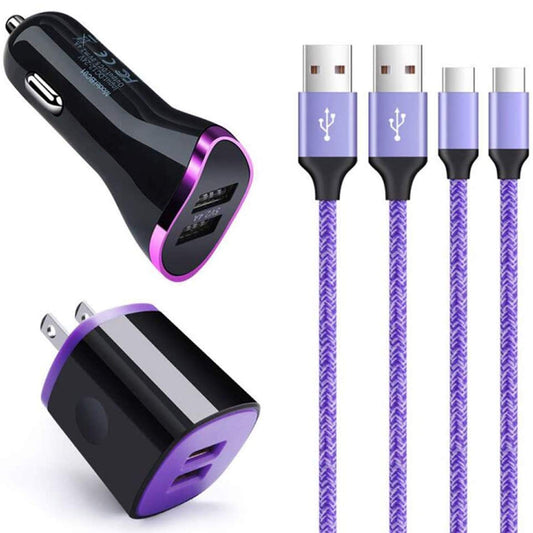 Type C Car Charger, Wall Charger Plug 6ft USB C Cable Fast Charging Cord for Samsung Galaxy A17 A16 5G A15 A35 A50 A20 S10E S23