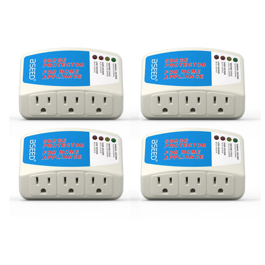 BSEED Surge Protector for Home Appliance 3 Outlet Surge Protector for Refrigerator Voltage Protector for TV, PC, PS5, Air-Condit