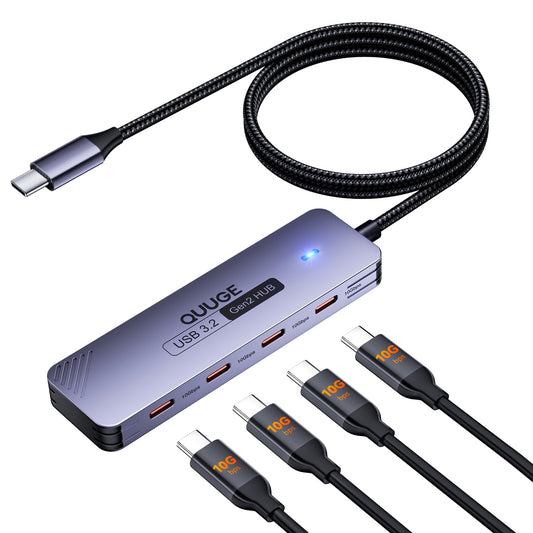 10Gbps USB C Hub: Splitter with 4 USB-C Ports High-Speed Type-C Multiport Adapter 1M(3.3Ft) Nylon Cable Compatible with MacBook